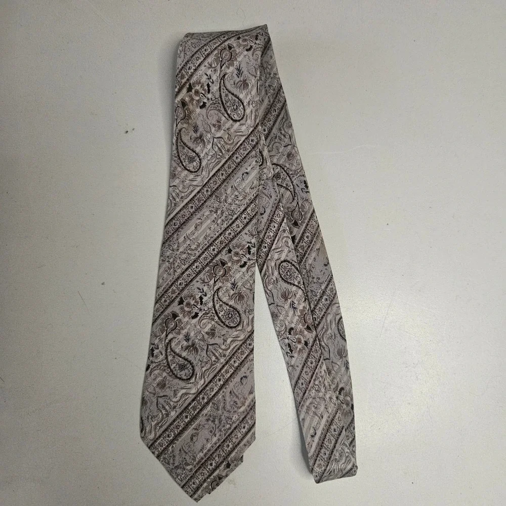 Jacques Fath Paris Mens Silk Tie Lot of 3 Vintage Paisley Geometric Chain France